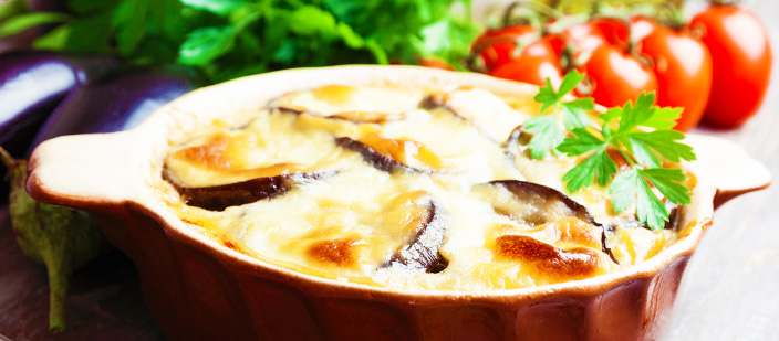 Baked Eggplant with Mushroom and Tomato Sauce