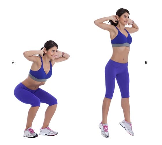 Squat jumps for burning belly fat