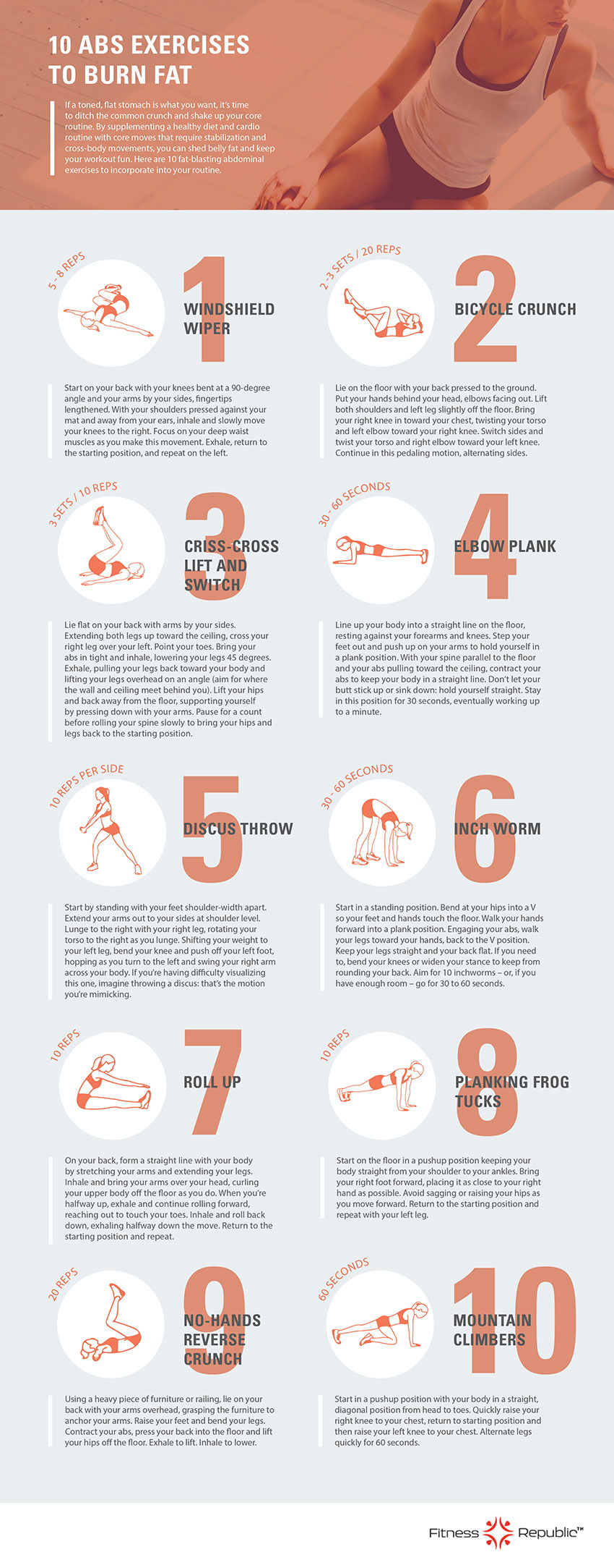 10 ab exercises to burn fat