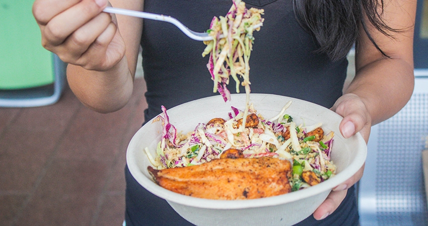 Asian Rainbow Slaw with the blackened trout